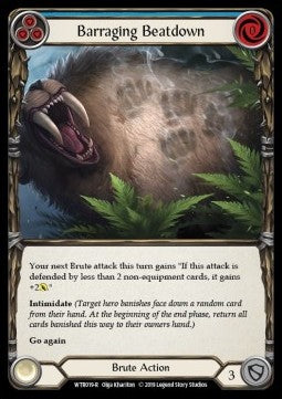 Barraging Beatdown (Blue) (Rainbow Foil) - Welcome to Rathe - Alpha (Rare) [WTR-A-WTR019-R]