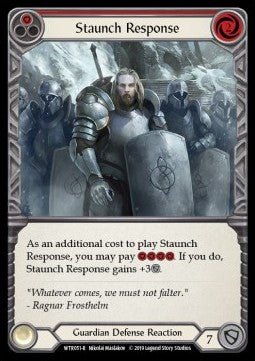 Staunch Response (Red) (Rainbow Foil) - Welcome to Rathe - Alpha (Rare) [WTR-A-WTR051-R]