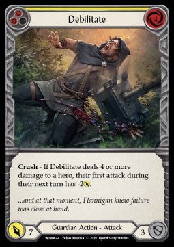 Debilitate (Yellow) (Rainbow Foil) - Welcome to Rathe - Alpha (Common) [WTR-A-WTR067-C]