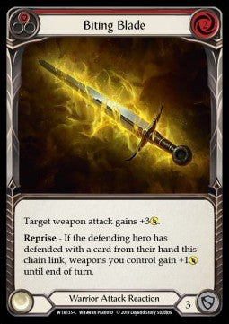 Biting Blade (Red) (Rainbow Foil) - Welcome to Rathe - Alpha (Common) [WTR-A-WTR135-C]