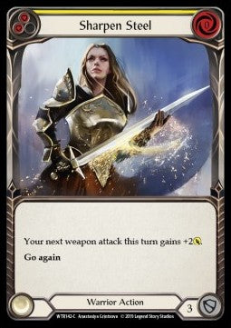 Sharpen Steel (Yellow) (Rainbow Foil) - Welcome to Rathe - Alpha (Common) [WTR-A-WTR142-C]