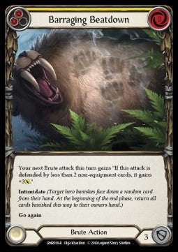 Barraging Beatdown (Yellow) (Normal) - Welcome to Rathe - Rhinar, Reckless Rampage Hero Deck (Rare) [RNR-018]