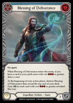 Blessing of Deliverance (Blue) (Normal) - Welcome to Rathe - Bravo, Showstopper Hero Deck (Rare) [BVO-021]
