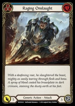Raging Onslaught (Blue) (Normal) - Welcome to Rathe - Bravo, Showstopper Hero Deck (Common) [BVO-024]