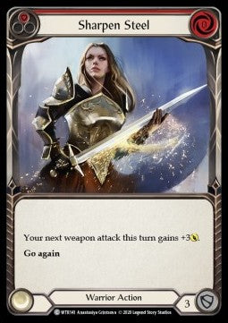 Sharpen Steel (Red) (Rainbow Foil) - Welcome to Rathe - Unlimited (Common) [WTR-U-WTR141]