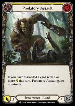 Predatory Assault (Yellow) (Normal) - Crucible of War - First (Common) [CRU-F-CRU014]