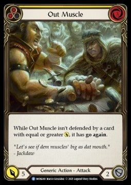 Out Muscle (Yellow) (Rainbow Foil) - Monarch - First (Rare) [MON-F-MON249]