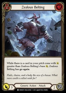 Zealous Belting (Blue) (Rainbow Foil) - Monarch - First (Common) [MON-F-MON295]