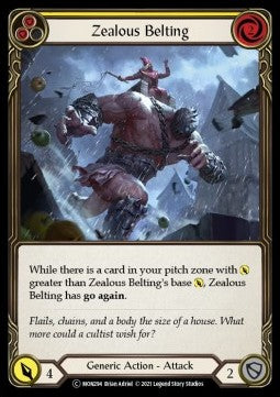 Zealous Belting (Yellow) (Rainbow Foil) - Monarch - Unlimited (Common) [MON-U-MON294]