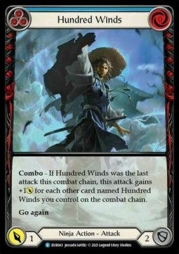 Hundred Winds (Blue) (Extended Art Rainbow Foil) - Everfest - First (Rare) [EVR-F-043]