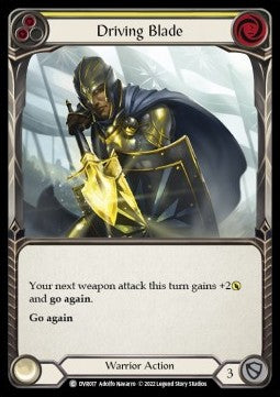 Driving Blade (Yellow) (Regular) - Classic Battles: Rhinar vs Dorinthea (Common) [DVR-DVR017]