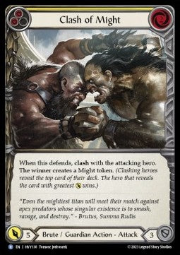 Clash of Might (Yellow) (Rainbow Foil) - Heavy Hitters (Rare) [HVY-138]