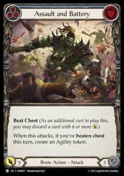 Assault and Battery (Blue) (Regular) - Heavy Hitters - Rhinar Blitz Deck (Common) [RNR2-021]