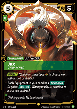 Jax, Unmatched (V.2 - Showcase) - Spiritforged (Showcase) [SFD-054a]