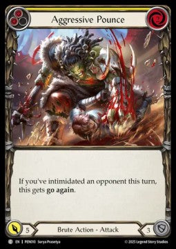Aggressive Pounce (Yellow) (Rainbow Foil) - Compendium Of Rathe (Common) [PEN-010]