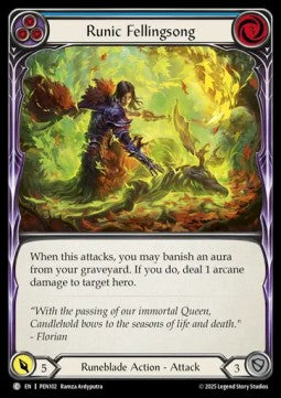 Runic Fellingsong (Blue) (Rainbow Foil) - Compendium Of Rathe (Common) [PEN-102]