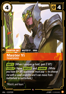 Master Yi, Tempered (V.1 - Rare) - Unleashed (Rare) [UNL-113]